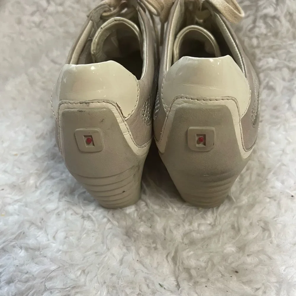 TSUBO Wedge Leather & Mesh khaki & beige Sneakers SZ9